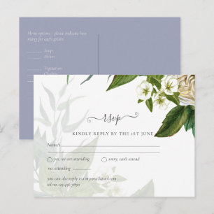 Cartão Postal Sublime Dusty Blue e White Roses Suite de Casament