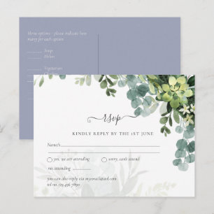Cartão Postal Sublime Dusty Blue GREENERY Eucalyptus WEDDING