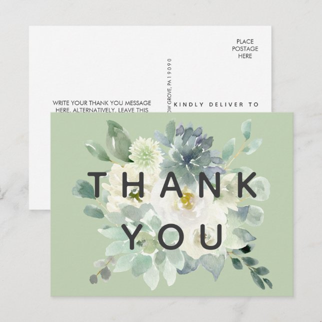 Cartão Postal Succulent Greenerent Obrigado (Frente/Verso)