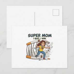 Cartão Postal Sucesso da Super Mamãe em Parar de Fumar