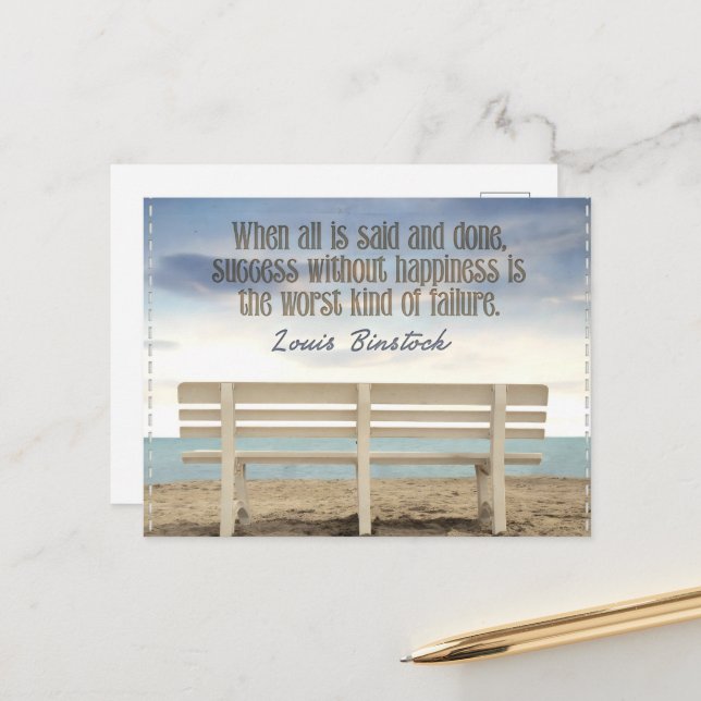 Cartão Postal "Sucesso sem felicidade" Citação Inspiracional (Frente/Verso In Situ)
