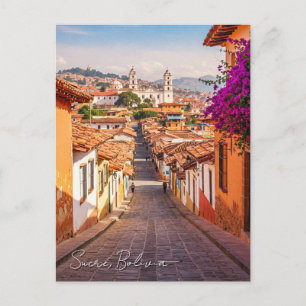Cartão Postal Sucre Bolivia Viagem Watercolor