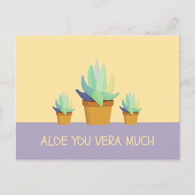 Cartão Postal Suculenta Aloe Vera Roxa Amarela Engraçada (Frente)
