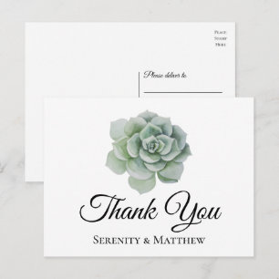Cartão Postal Suculenta Floral Verde Salvia Boho Agradecimento d