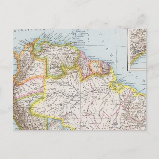 Cartão Postal Sudamerika nordliches Blatt - Mapa da América do S (Frente)