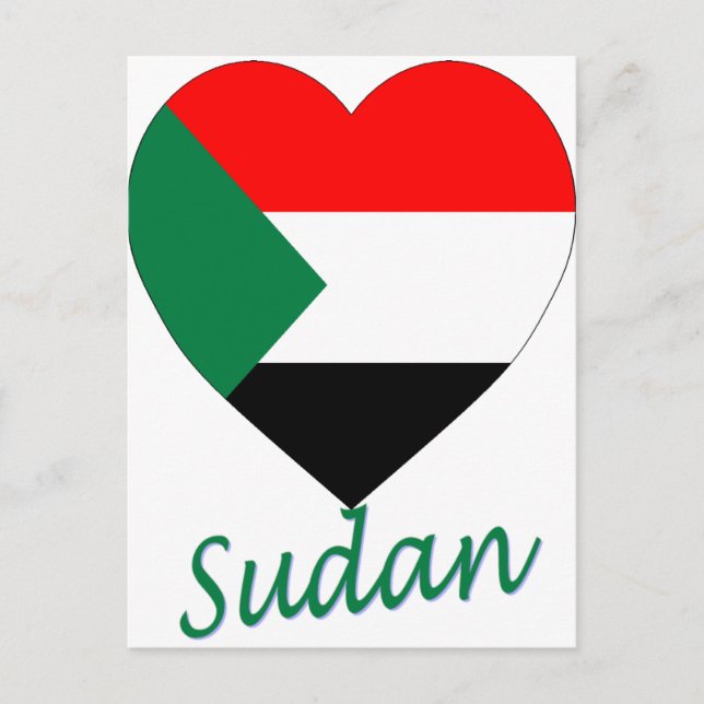 Cartão Postal Sudan Flag Heart (Frente)