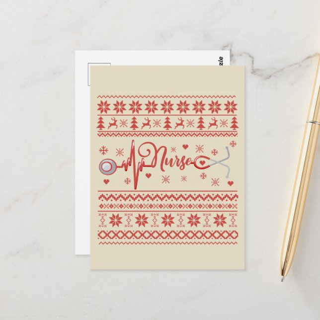 Cartão Postal Suéter de Natal Feliz (Frente/Verso In Situ)