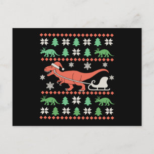 Cartão Postal Suéter Feio de Natal Dinossauro T Rex Xmas Férias
