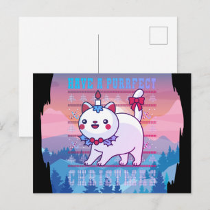 Cartão Postal Suéter Feio - Feliz Jumper de Natal de Gato