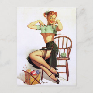 Cartão Postal Suéter Verde Pin Up