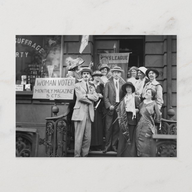 Cartão Postal Suffragetes e seus Homens, 1913 (Frente)