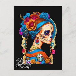 Cartão Postal Sugar Skull Halloween, Dia de los Muertos