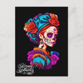 Cartão Postal Sugar Skull Halloween, Dia de los Muertos