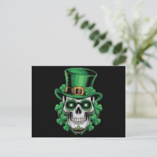 Cartão Postal Sugar Skull Rua Patrick Day Lucky Shamrock