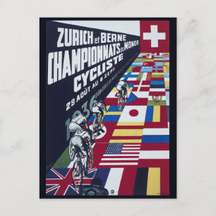 Cartão Postal Suíça Ciclista Vintage Zurique Berna Viagem