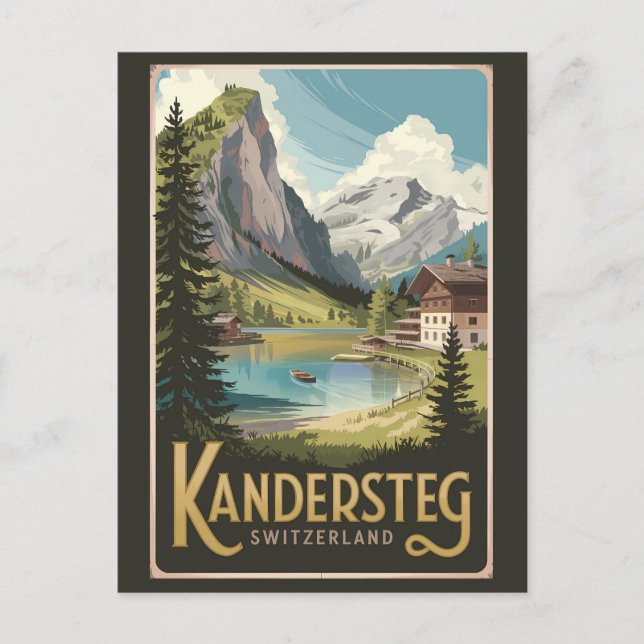 Cartão Postal Suiça de Ilustração de Viagem de Ilustração Kander (Frente)