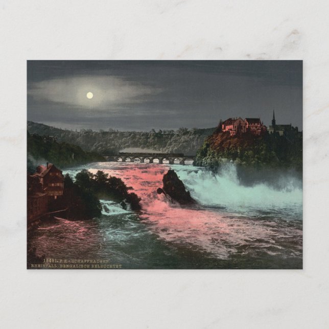 Cartão Postal Suiça de Rhine Falls (Frente)