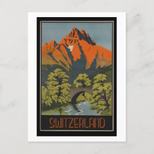 Cartão Postal Suiça, Destino Viagem, Estilo de Vintage
