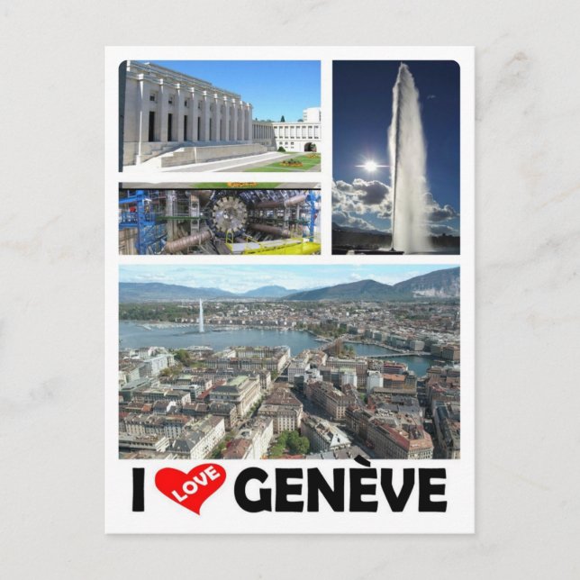 Cartão Postal Suiça - Genebra - Genève - Eu amo (Frente)