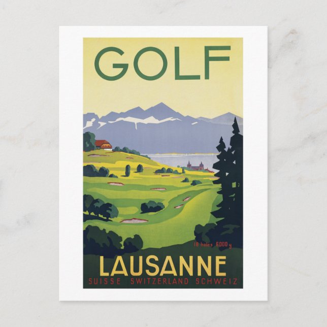 Cartão Postal Suiça Golf Lausanne (Frente)