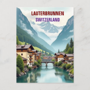 Cartão Postal Suiça Lauterbrunnen Art