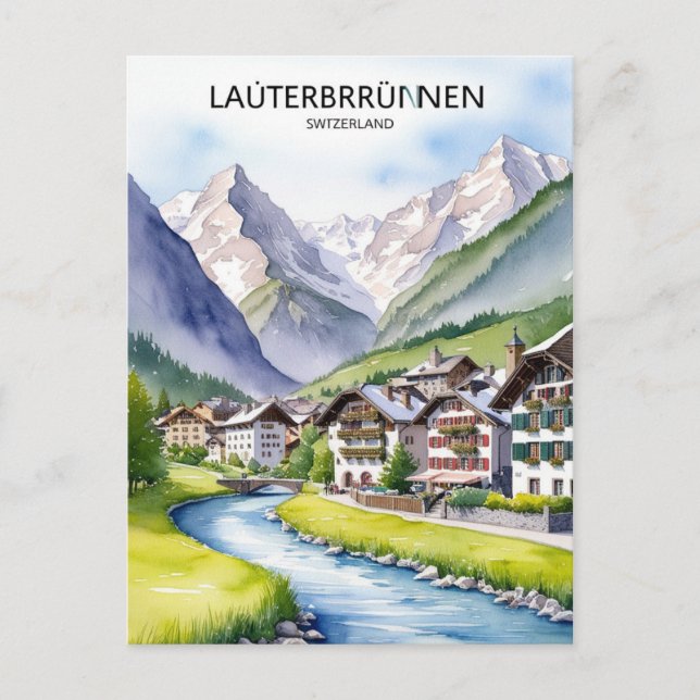 Cartão Postal Suiça Lauterbrunnen Art (Frente)