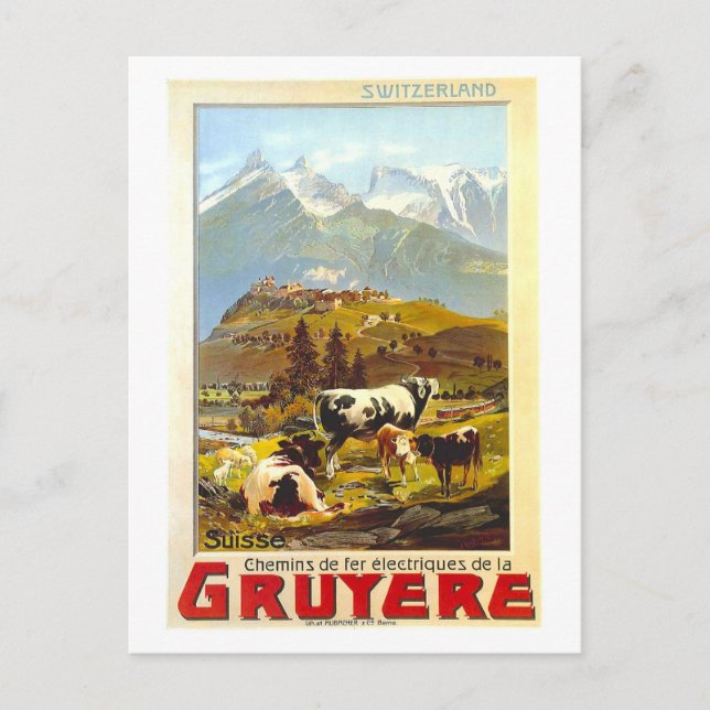 Cartão Postal Suiça Vintage Gruyere (Frente)