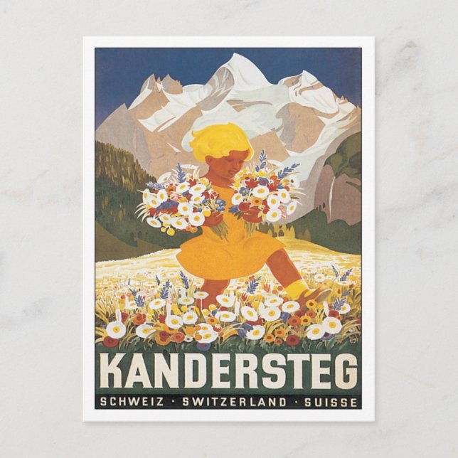 Cartão Postal Suiça Vintage Kandersteg (Frente)