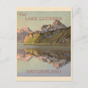 Cartão Postal Suiça Vintage Lago Lucerne Viagem Suíça