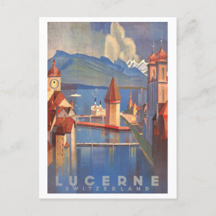 Cartão Postal Suiça Vintage Lucerne Poster de viagens