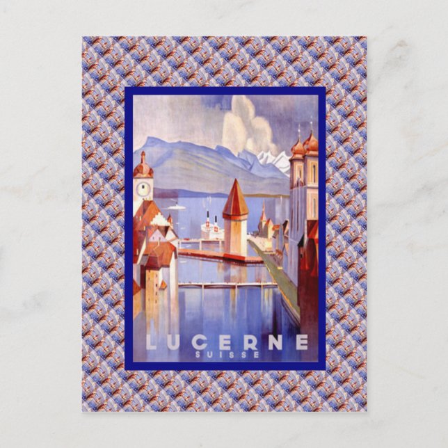 Cartão Postal Suiça Vintage, Luzerna, Pontes (Frente)