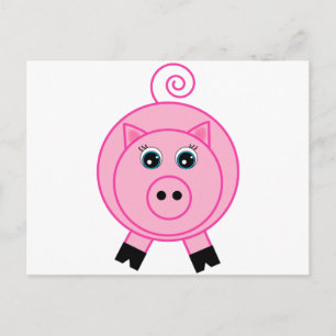 Cartão Postal Suíno Rosa