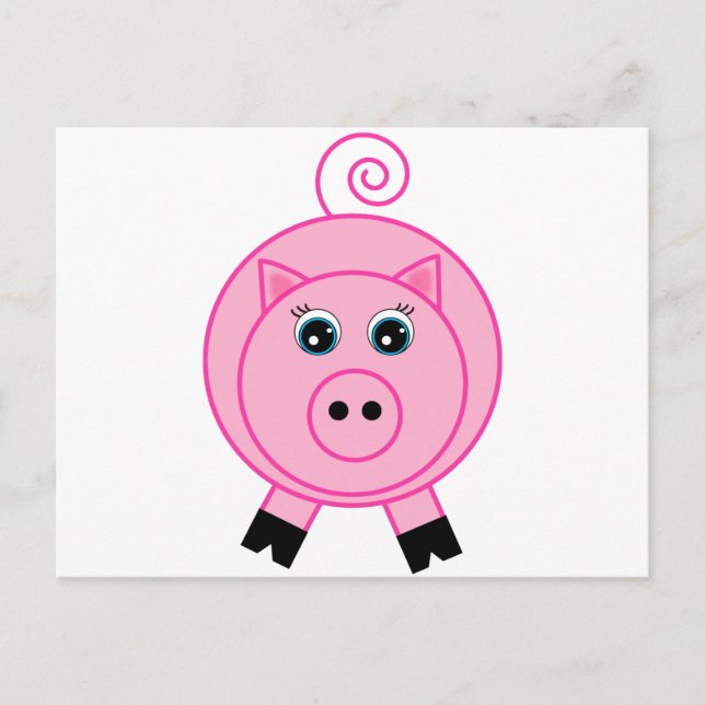 Cartão Postal Suíno Rosa (Frente)