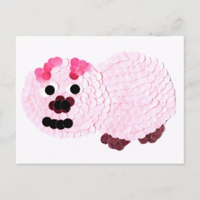 Cartão Postal Suíno Rosa (Frente)