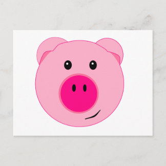 Cartão Postal Suíno rosa-claro