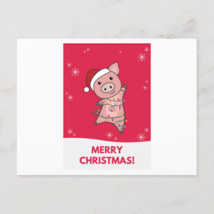 Cartão Postal Suínos de Feliz Natal