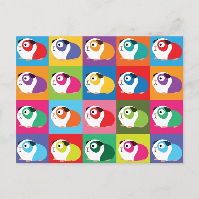 Cartão Postal Suínos pop Art Guiné (Frente)