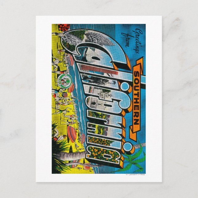 Cartão Postal Sul da Califórnia - Cenas com Letras Grandes (Frente)