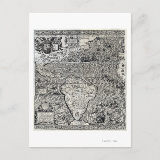 Cartão Postal Sul e Parte da América do Norte - Panorâmica (Frente)