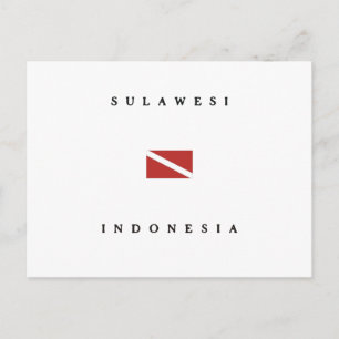 Cartão Postal Sulawesi Indonesia Scuba Dive Flag