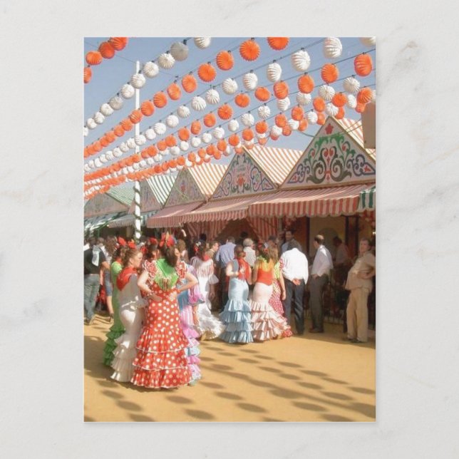 Cartão Postal Sumario Description Feria de abril (Sevilha), muje (Frente)