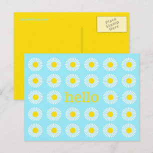 Cartão Postal Summer Daisy Blue e Yellow Hello