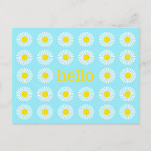 Cartão Postal Summer Daisy Blue e Yellow Hello