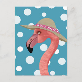 Cartão Postal Summer Flamingo | Bolinhas azuis decorativas