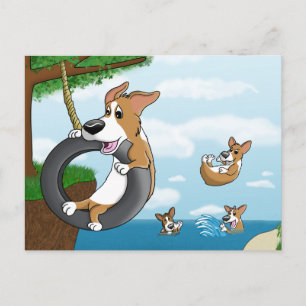 Cartão Postal Summer Fun Corgi
