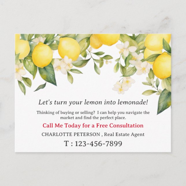 Cartão Postal Summer Lemon Real Estate (Frente)