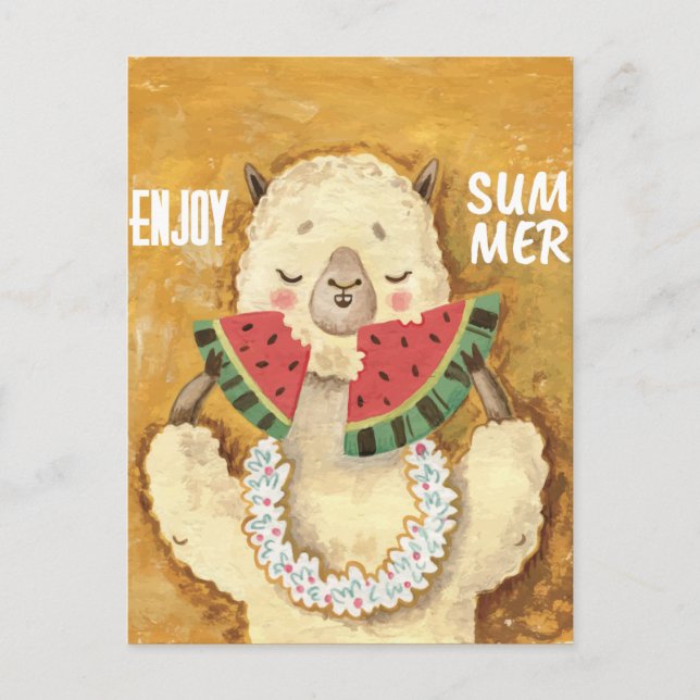Cartão Postal Summer Llama (Frente)