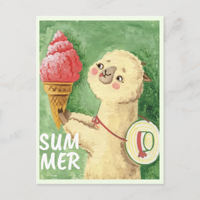 Cartão postal Summer Llama (Frente)