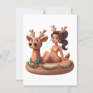 Cartão Postal Summer Reindeer Festa de Festa de Feriado Design