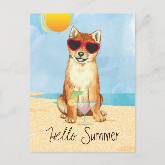 Cartão Postal Summer Shiba Inu (Frente)